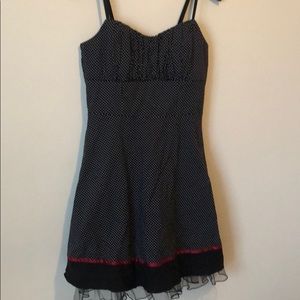 Women’s black Christmas dress with white polkadots
